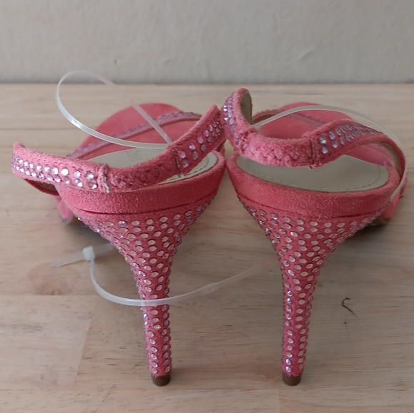 Marc Fisher Pink Heels with Rhinestone Strap - Picture 4 of 9